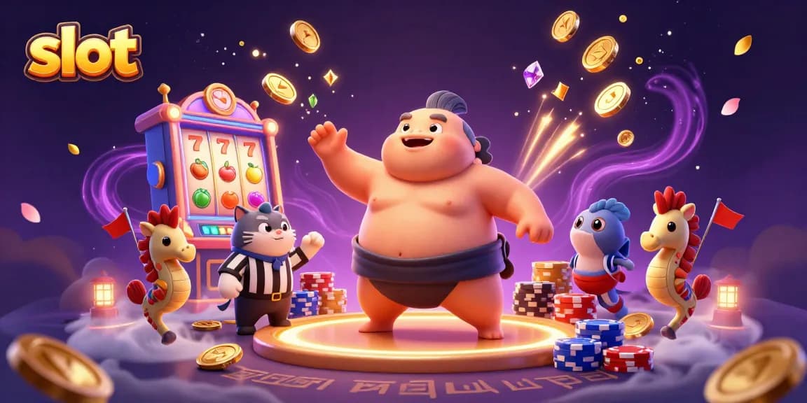 Engage with exciting slot games featuring vibrant lucky 7s and jackpot counters in a dynamic scene.