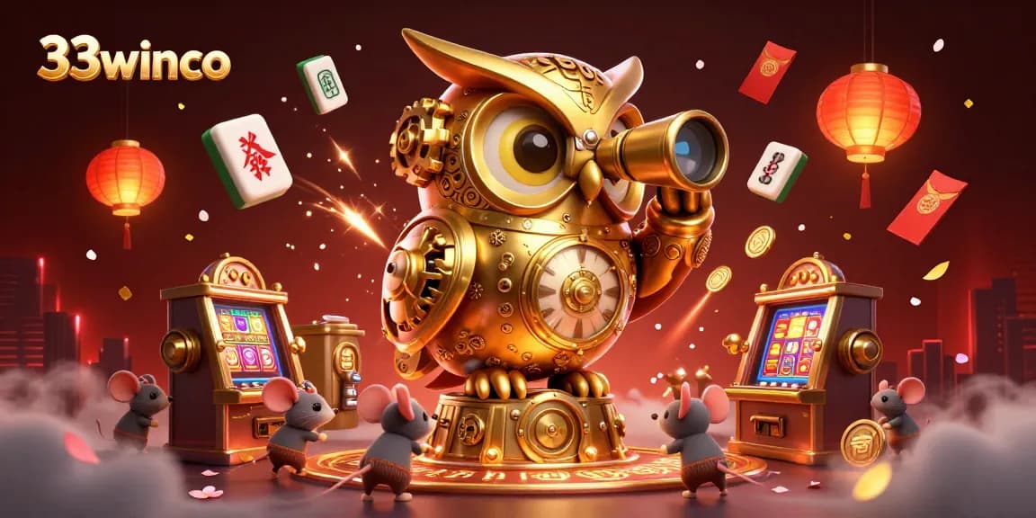 Experience thrilling gaming at 33winco with a dynamic 3D illustration of vibrant casino elements.