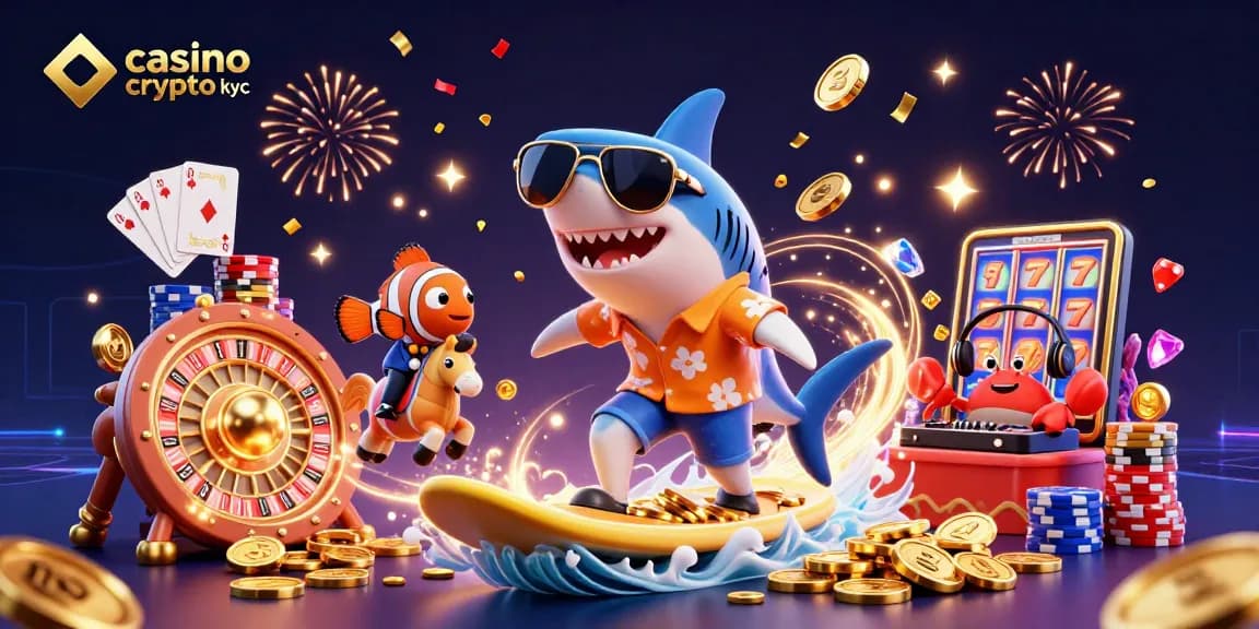 Découvrez le casino crypto sans KYC avec des pièces en or et des personnages animés.