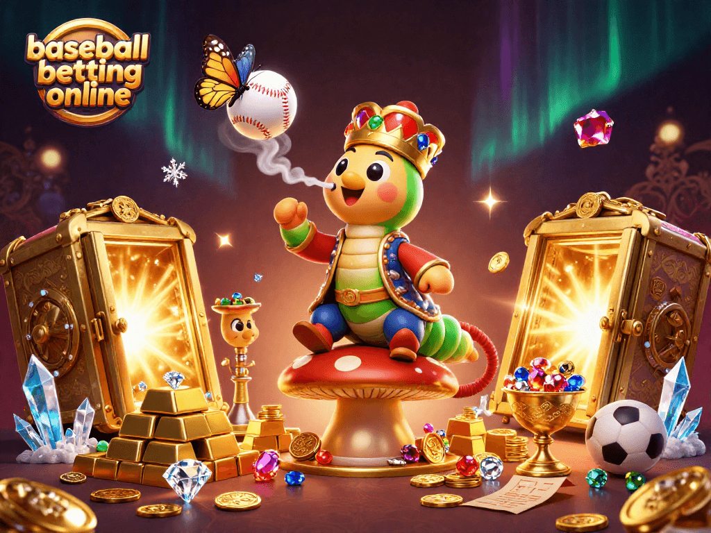 Engage in baseball betting online with rich 3D cartoon imagery showcasing enticing elements.