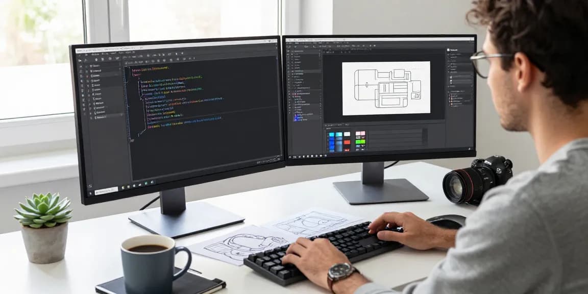 Explore Snipaste下载 in a modern workspace with dual monitors and design tools for efficient productivity.