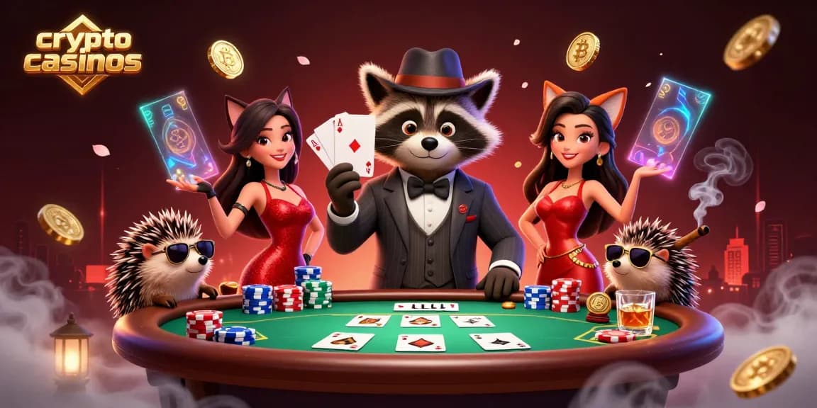 Les crypto casinos offrent des jeux dynamiques avec un renard et un hérisson à la table de poker.