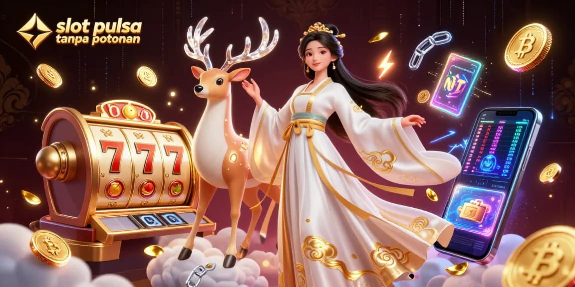 Experience thrilling action at slot pulsa tanpa potongan with exciting gameplay elements around a graceful Asian character.