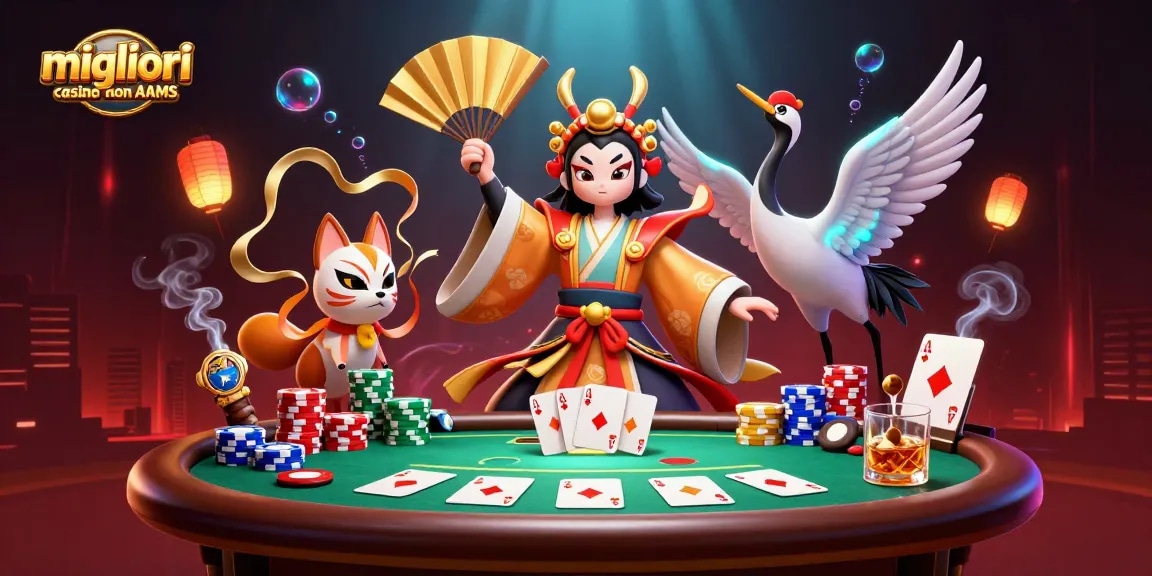 I migliori casino non AAMS presentano una scena di poker dinamica con personaggi 3D ed elementi vivaci.