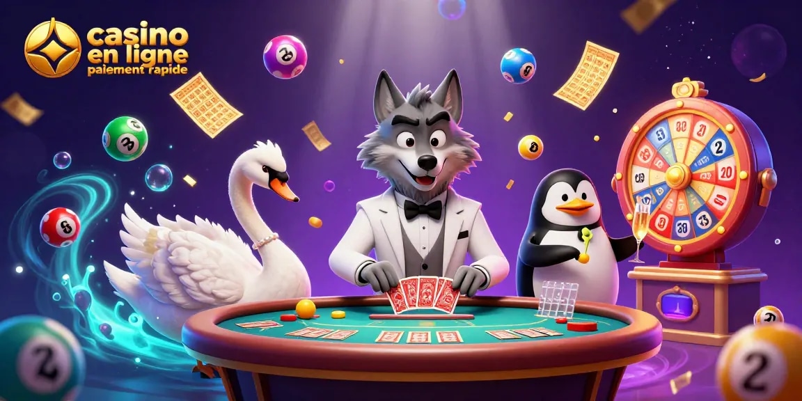 Jouez sur un casino en ligne paiement rapide avec un loup élégant et un croupier gracieux.