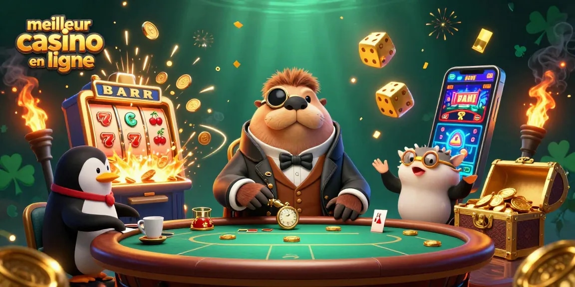 Jouez au meilleur casino en ligne avec une illustration extravagante et colorée.
