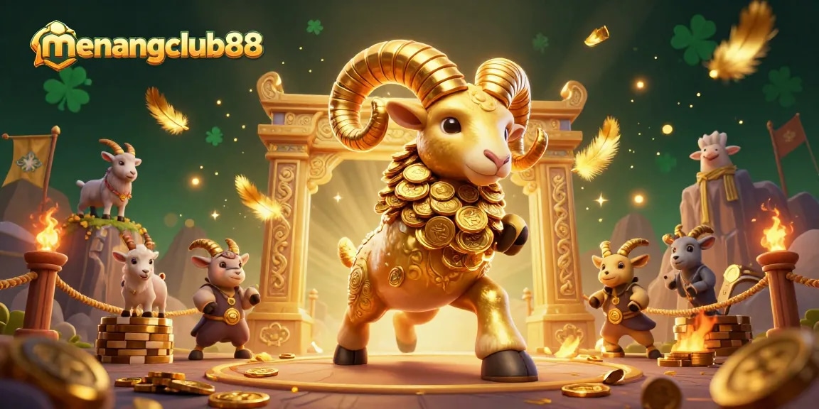 Engage with menangclub88 in a vibrant 3D casino scene featuring golden elements and dynamic action.