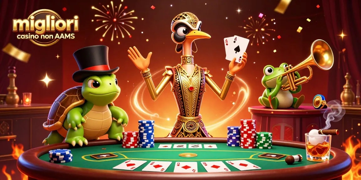 Vivi emozionanti esperienze di gioco con i migliori casino non AAMS che mostrano elementi di poker entusiasmanti e personaggi vivaci.