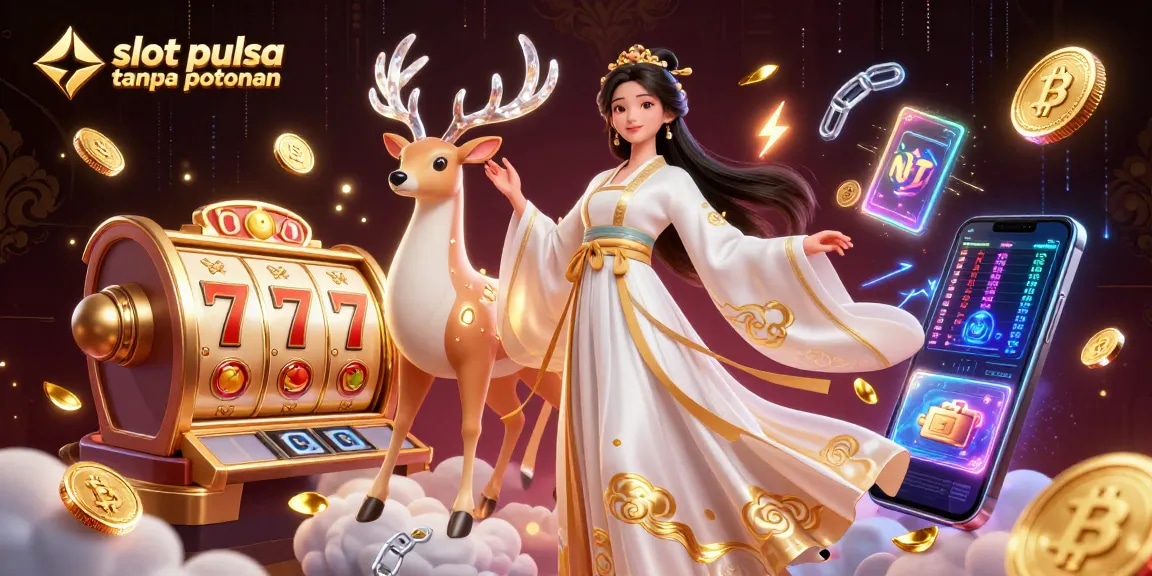 Experience thrilling action at slot pulsa tanpa potongan with exciting gameplay elements around a graceful Asian character.