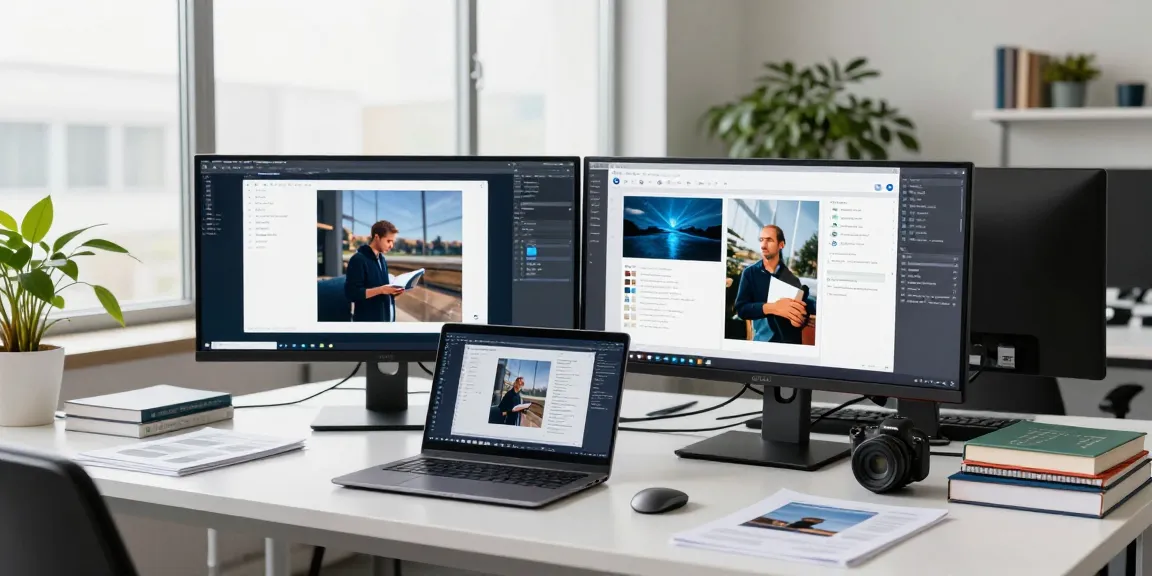 Analyze images easily with the free AI image detector tool in a modern tech workspace.