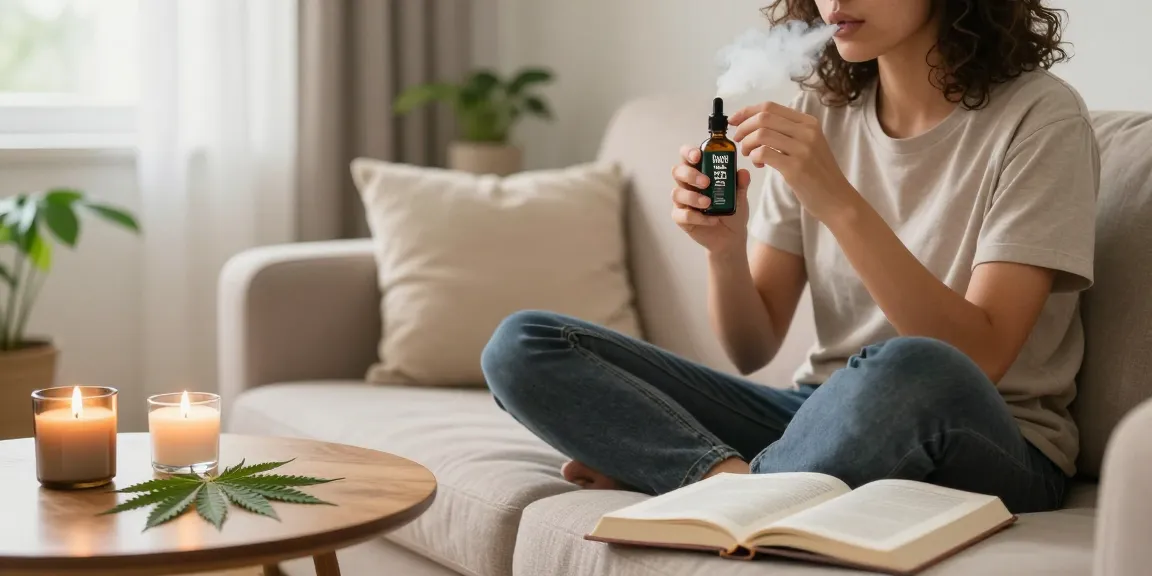Buy Indica Vape C Liquid while enjoying a relaxing indoor atmosphere with cozy settings and wellness elements.