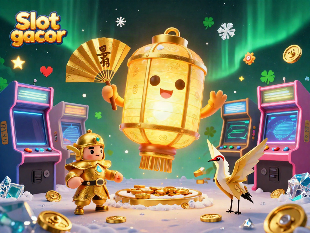Experience the excitement of Slot gacor with a golden lantern spirit amidst vibrant gaming elements.