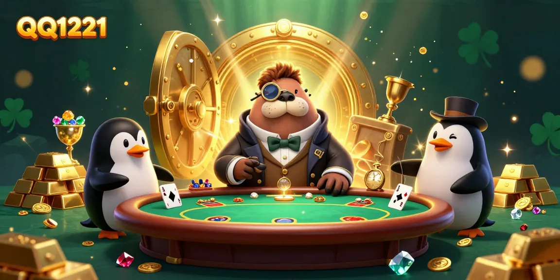 Experience thrilling gameplay at QQ1221 with a poker showdown between characters and dazzling treasure.
