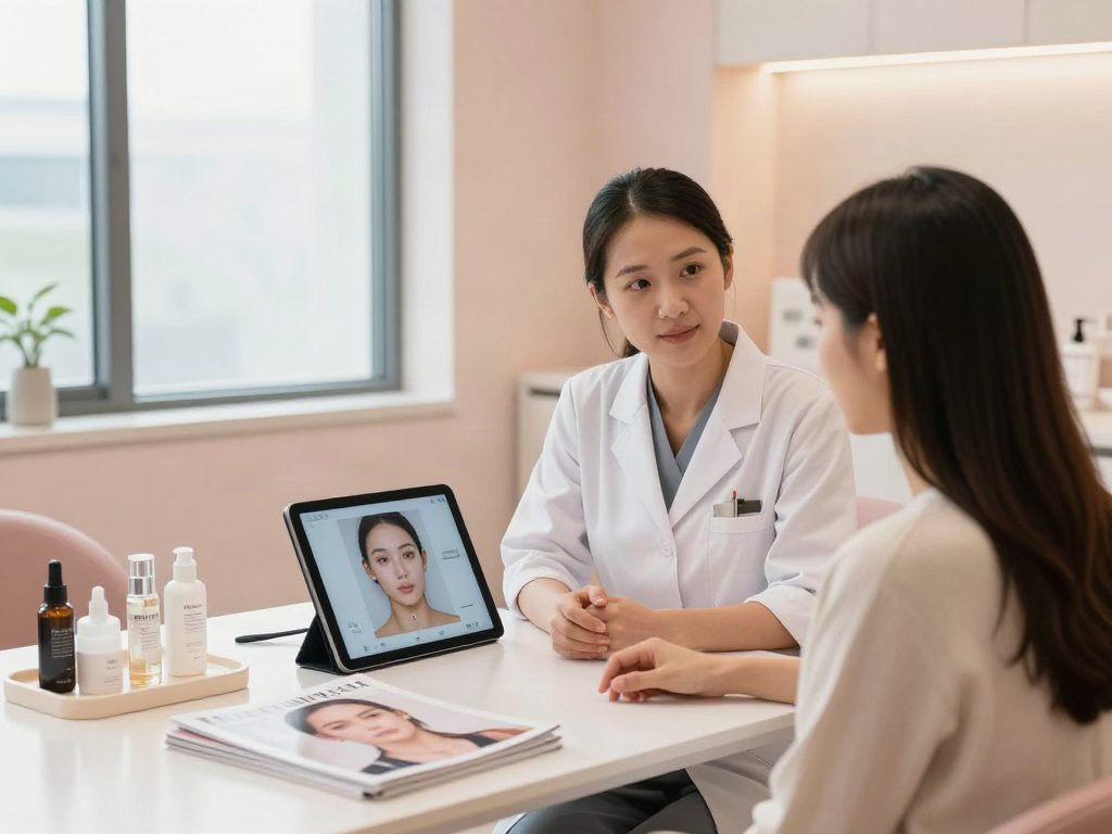 ClinicEvo vs QOVES facial consultation, showcasing beauty expertise in a modern space