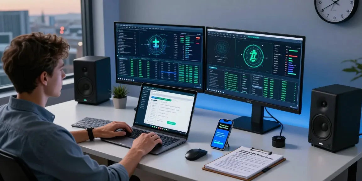 Recover lost crypto through innovative strategies in a high-tech workspace with digital tools and recovery software.