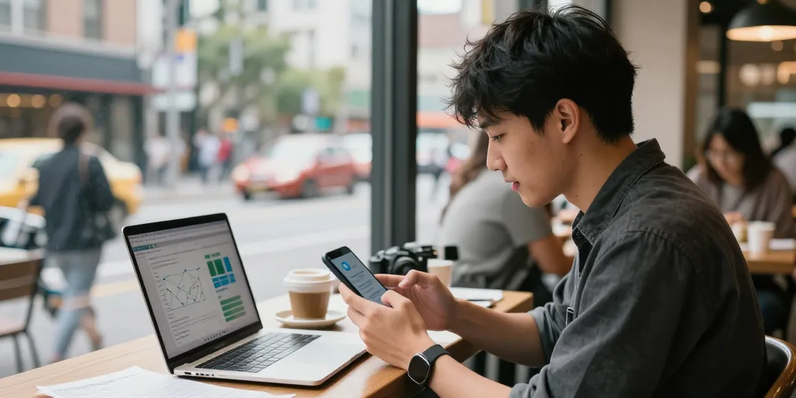 Engaging scene of a user navigating the Telegram China latest guide in a bustling café environment, highlighting digital communication trends.