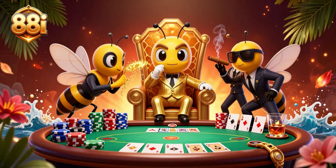 Experience thrilling gambling action at 88i's dynamic casino scene with vibrant characters and poker excitement.