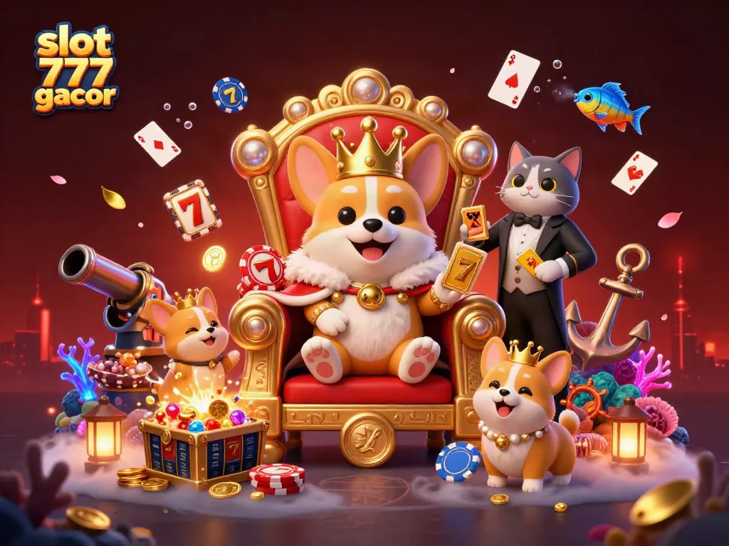 Menangkan jackpot dengan slot 777 gacor dalam ilustrasi kasino berwarna-warni ini.