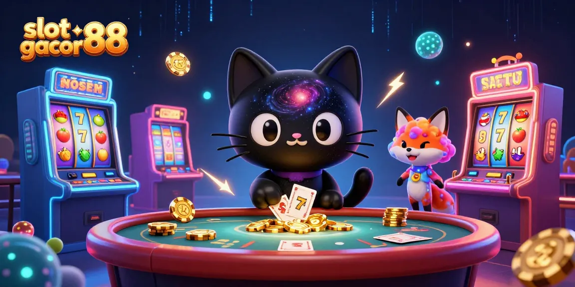 Engaging scene showcasing the slot gacor 88 theme with colorful characters and casino elements in a cosmic setting.