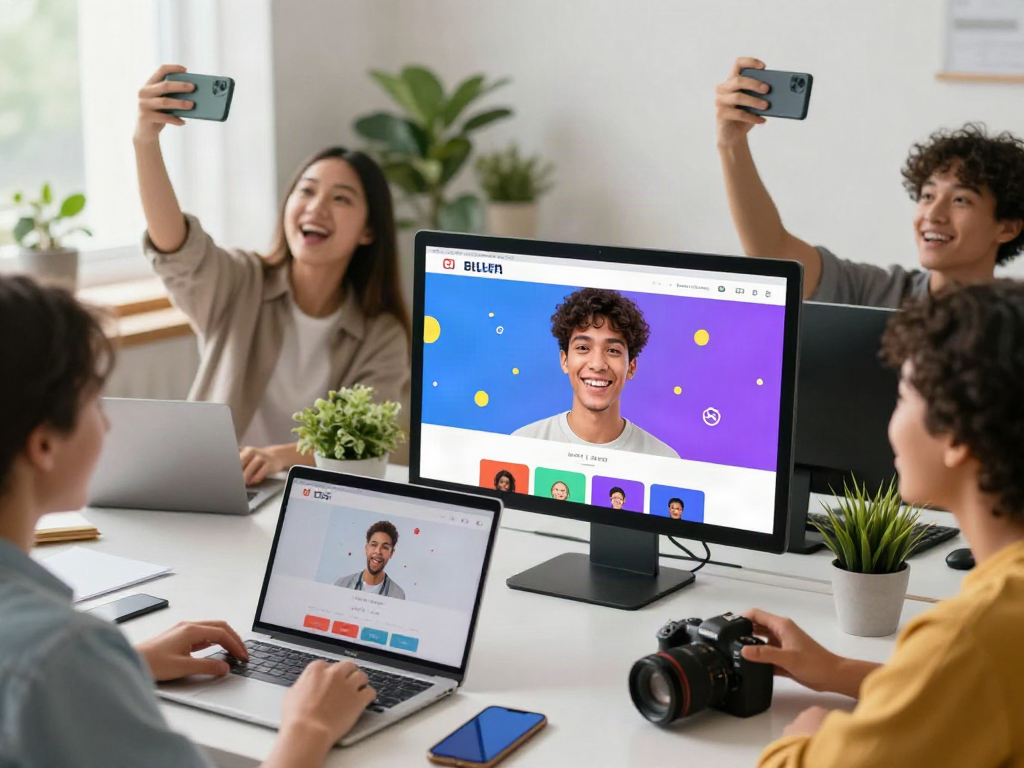 Users discovering how old do I look through an interactive age estimation platform, engaging with their selfies and vibrant graphics.