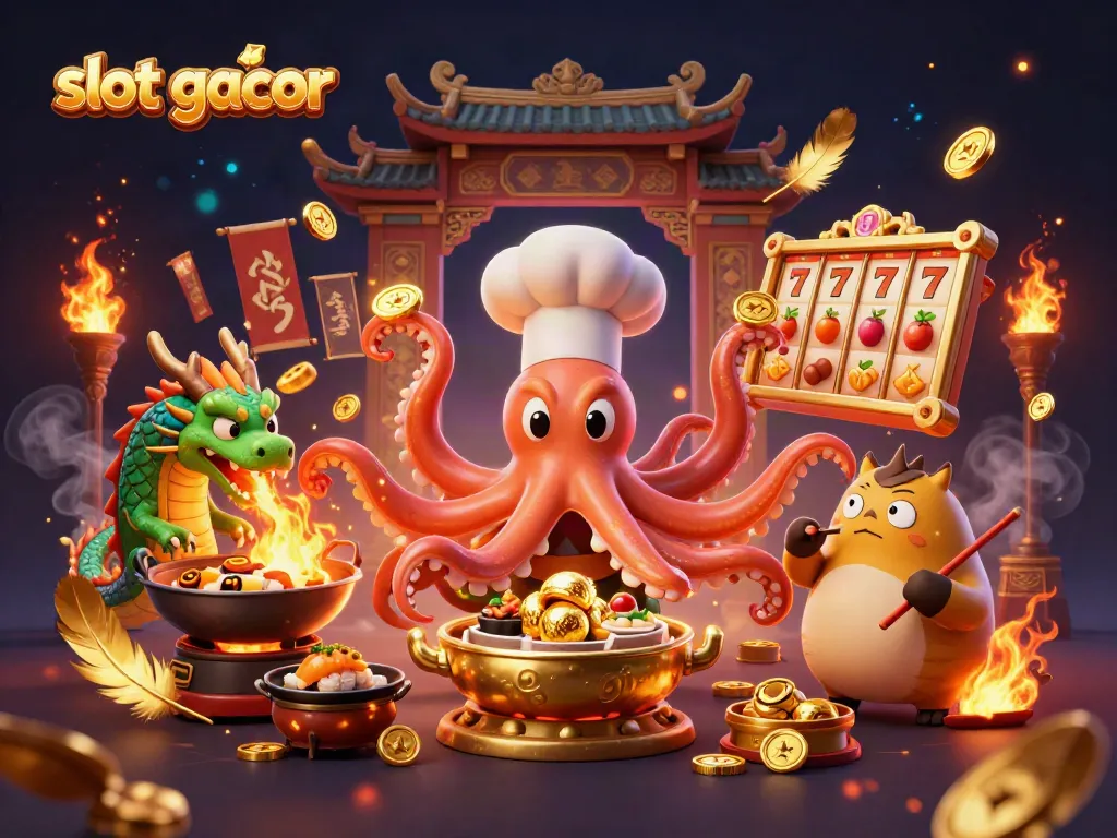 Engage in thrilling slot gacor action with this vibrant illustration featuring exciting jackpot elements and dynamic characters.