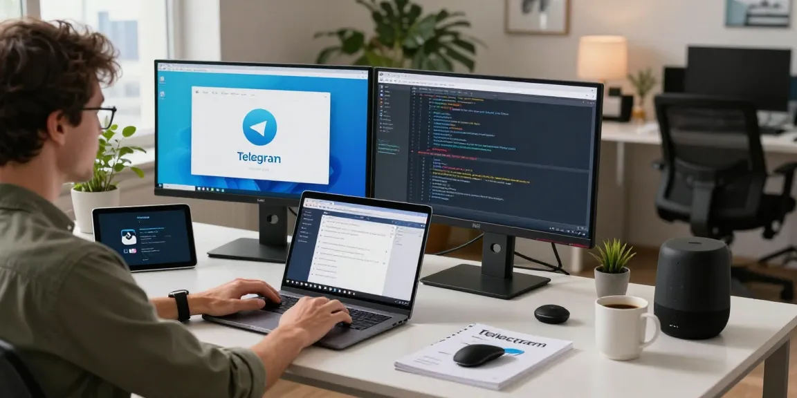Dynamic tech workspace for telegramin-cn.com, showcasing modern communication tools and user engagement.