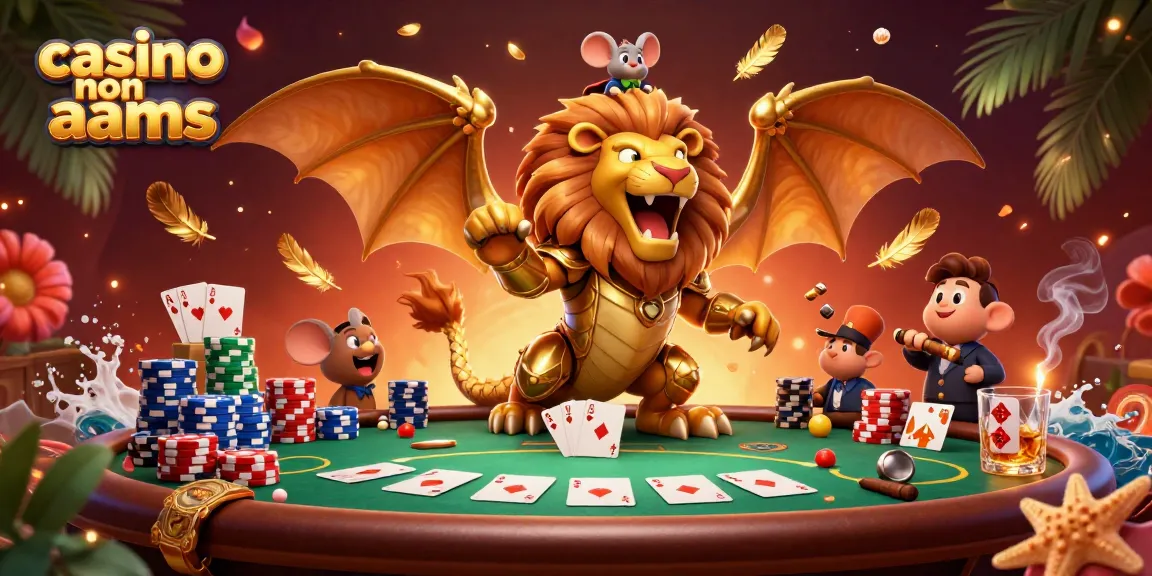Vivi un gameplay emozionante nei casinò non AAMS con fiches da poker e creature dorate in un ambiente vivace.