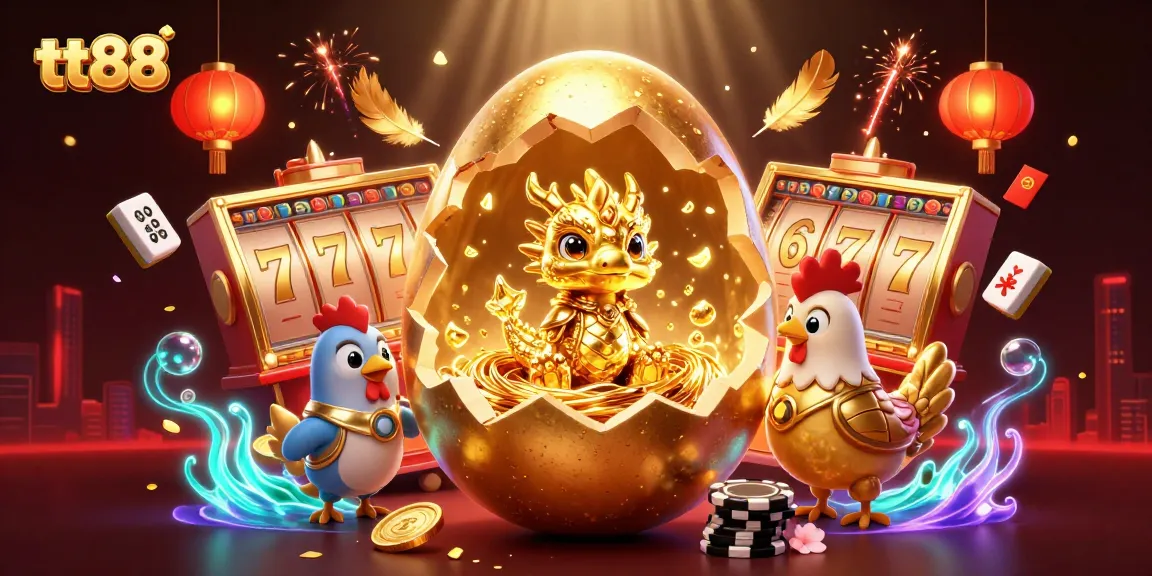 Win big at tt88 with immersive casino games, featuring vibrant 3D scenes including gold dragons and jackpot reels.