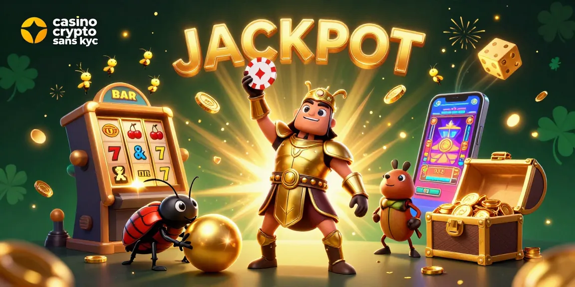 Profitez du plaisir des jeux dans un casino crypto sans KYC avec cette illustration captivante.