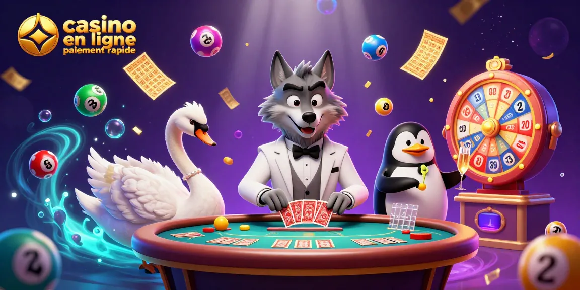 Jouez sur un casino en ligne paiement rapide avec un loup élégant et un croupier gracieux.