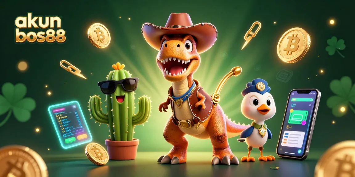 Experience thrilling fun with akun bos88 in a vibrant 3D casino scene featuring playful characters and crypto game elements.