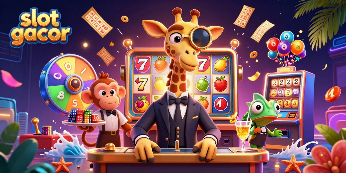 Experience the thrill of slot gacor gaming with lively characters and vibrant casino elements.