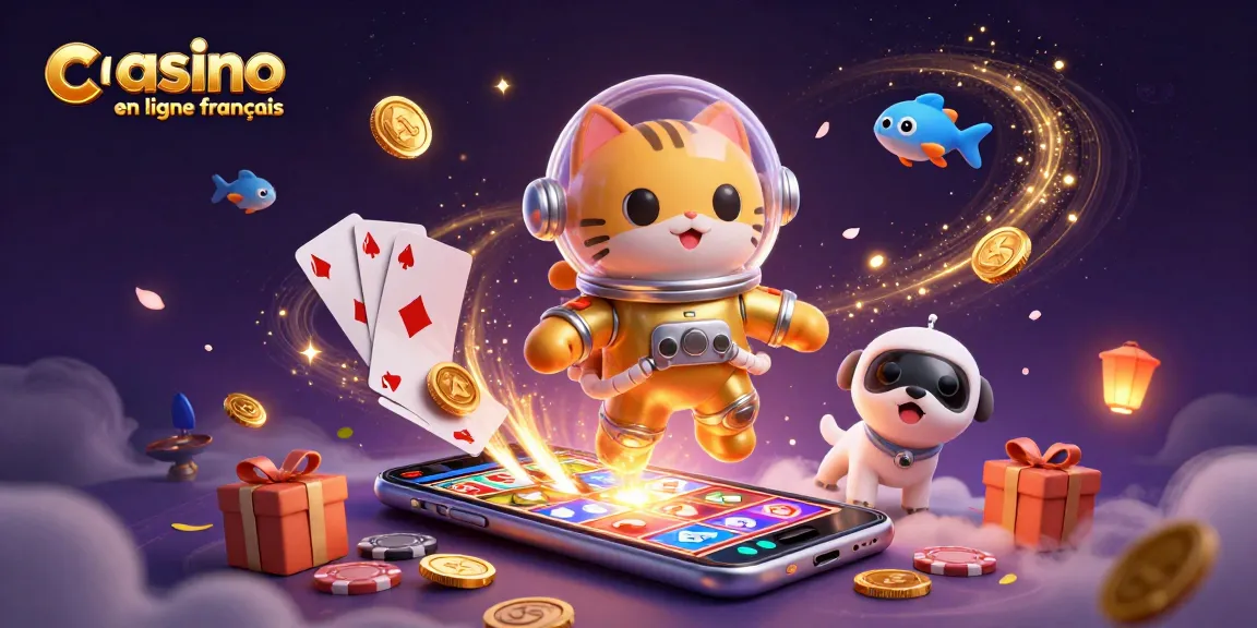 Profitez des jeux sur un casino en ligne français avec un chat astronaute et ses amis dans un univers coloré