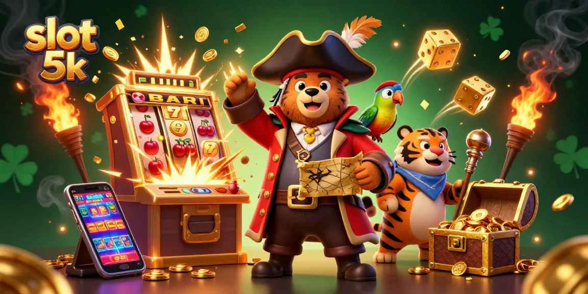 Spin winning reels in thrilling slot 5k adventure with bear captain and tiger mate.