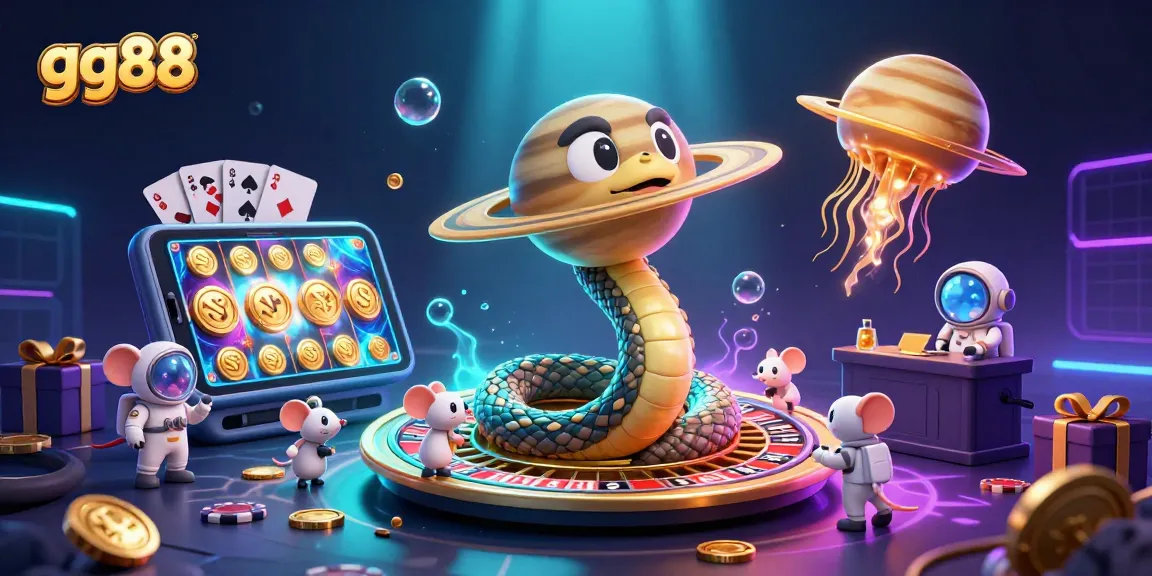Engage with gg88’s thrilling cosmic casino scene featuring vibrant 3D characters and dazzling gambling elements.
