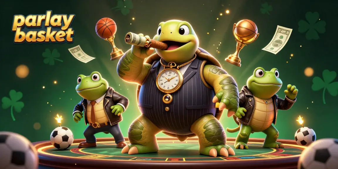 Places parlay basket bets with unique characters on a dynamic casino scene.