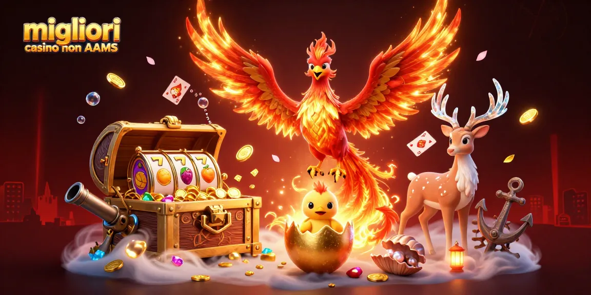 Scopri la magia dei migliori casino non AAMS con questa vivace illustrazione 3D di una fenice.