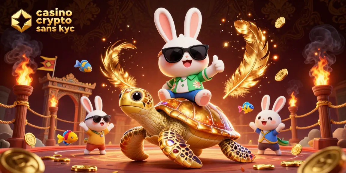 Le jeu dans un casino crypto sans kyc met en avant un lapin chanceux et une tortue dorée.