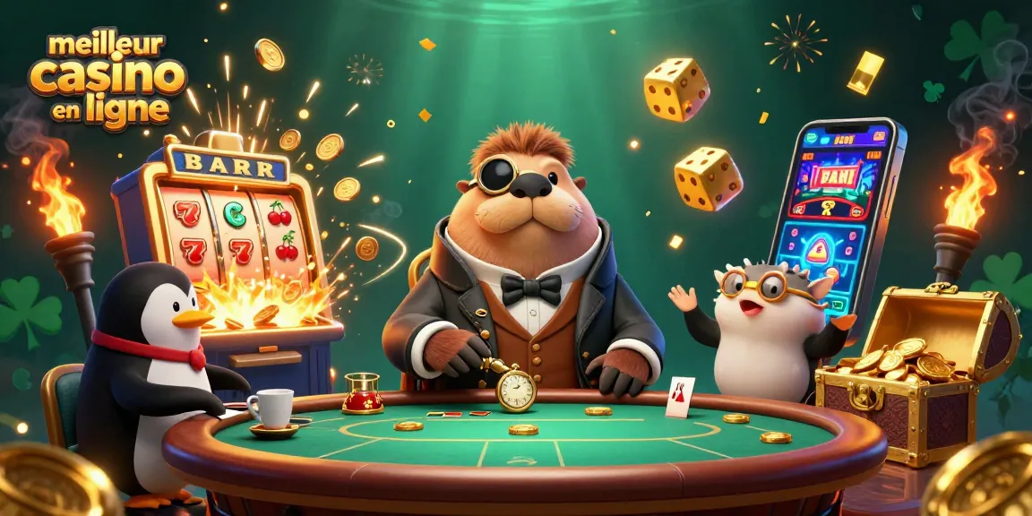 Jouez au meilleur casino en ligne avec une illustration extravagante et colorée.