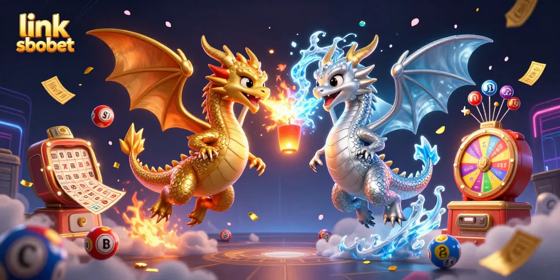 Experience excitement with link sbobet as illustrated dragons depict thrilling betting adventures.
