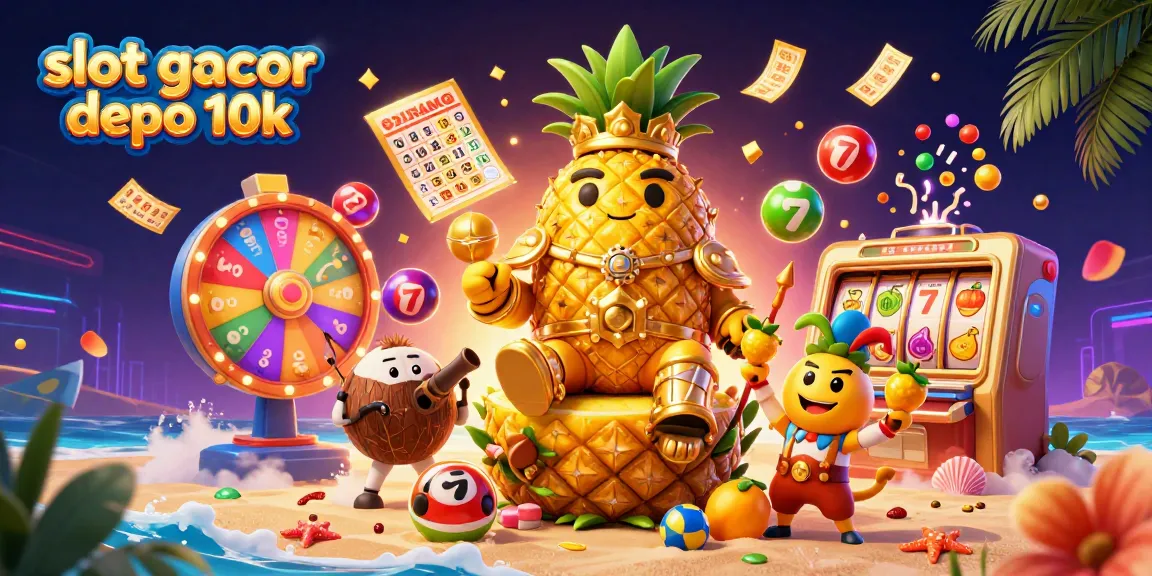Menangkan jackpot di slot gacor depo 10k dengan ilustrasi kasino berwarna-warni yang dinamis dan penuh aksi.