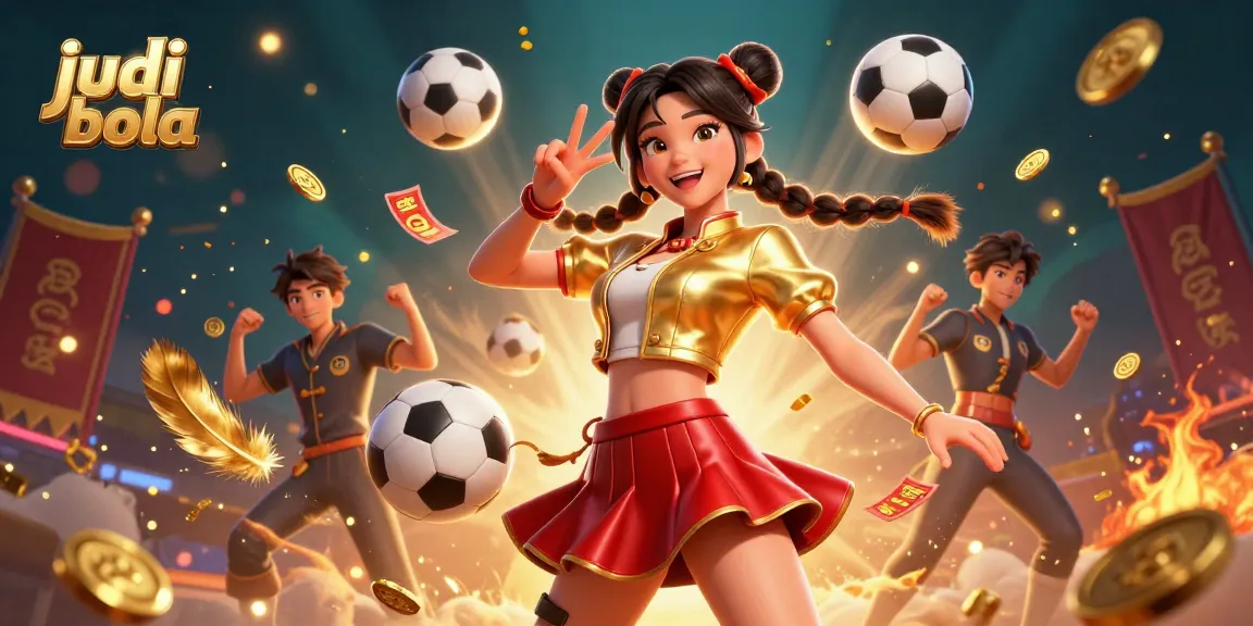 Engage in judi bola with vibrant sports betting action featuring colorful footballs and dynamic elements.