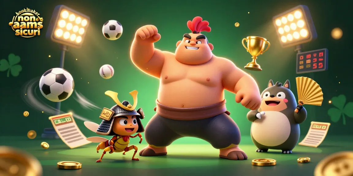 Scommetti con fiducia nei bookmaker non AAMS sicuri, mentre il rooster sumo e il samurai cricket animano la scena e il trofeo illumina l'azione.