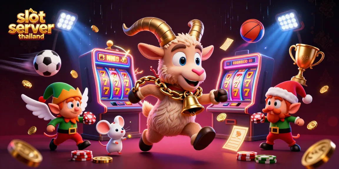 Engage with the dynamic slot server thailand theme, featuring a festive casino scene with animated characters and vibrant gaming elements.