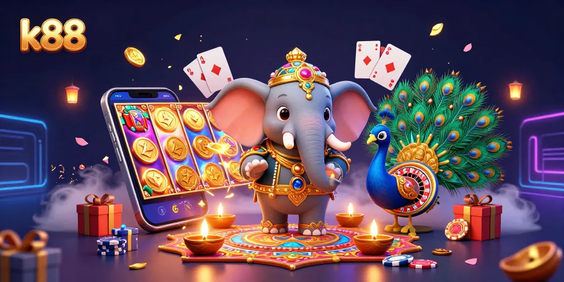 Play exciting k88 slots with vibrant features and dynamic gameplay in a vivid 3D illustration.