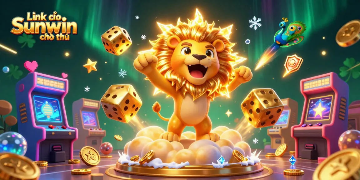 Engage with Link vào Sunwin chính thức in this vibrant 3D casino-themed illustration showcasing dynamic characters and elements.