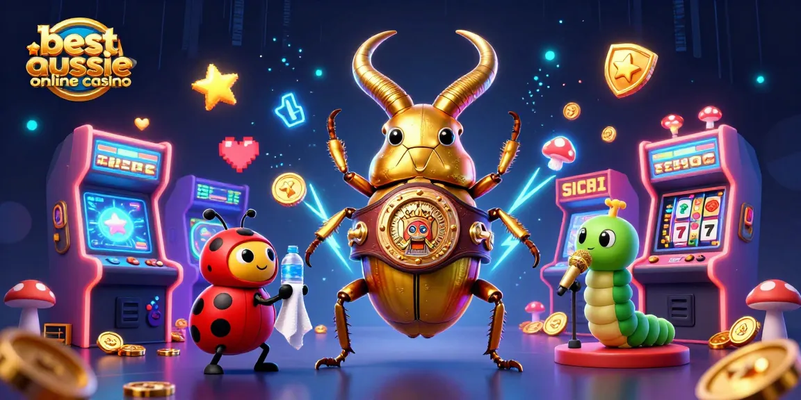 Engage with the best aussie online casino scene featuring cartoon characters in a vibrant 3D gaming environment.