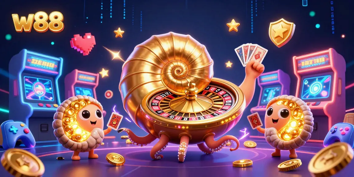 Cảm nhận trải nghiệm cá cược tại w88 với biểu tượng nautilus và máy game sống động.