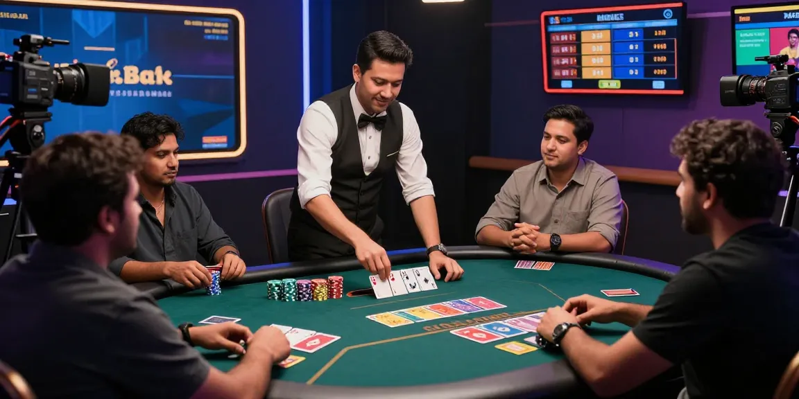 Live Andar Bahar casino game with excited players and real-time dealer action, showcasing the thrill of online gambling.