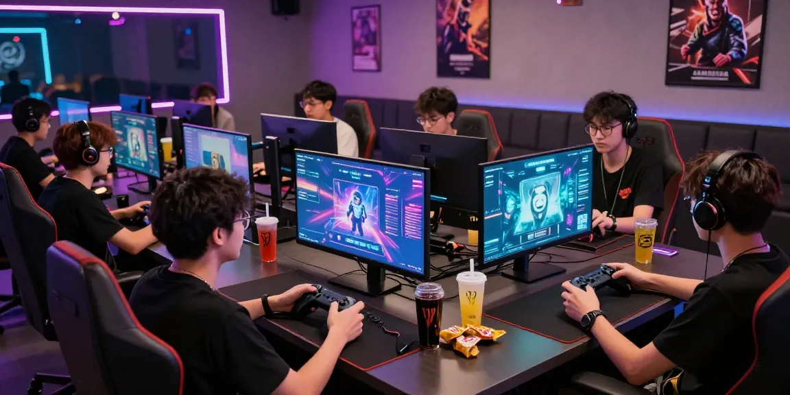 Gamers enjoying an immersive pakde4d gaming experience in a vibrant digital lounge.